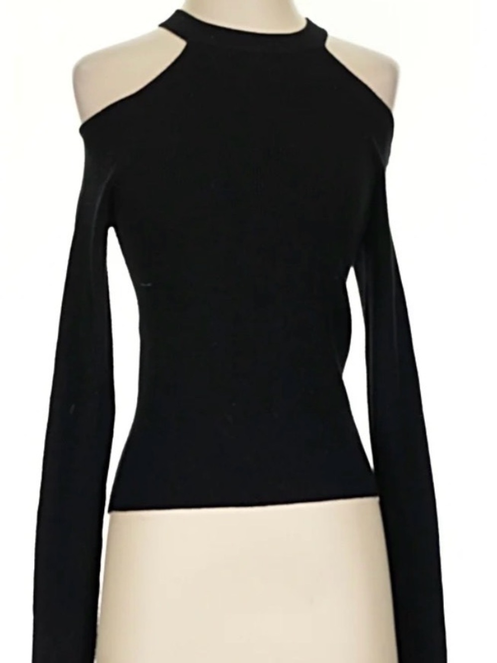 Zara Black Off-Shoulder Cold-Shoulder Knit Sweater